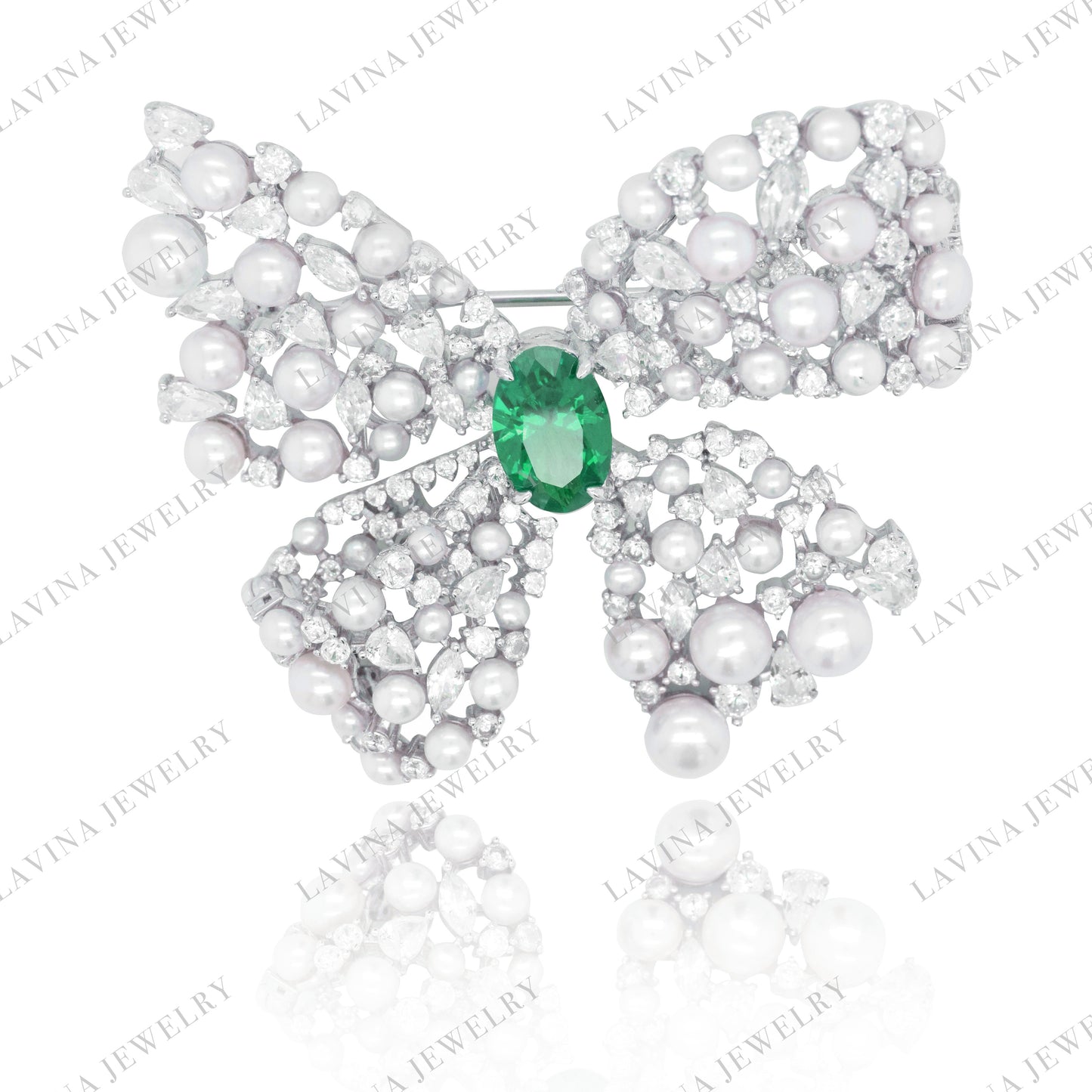 SC282148-Luxury 925 Sterling Silver Large Butterfly Pearl Brooch Cubic Zirconia Jewelry For Wedding and Party Event , Jewelry for Women and Men