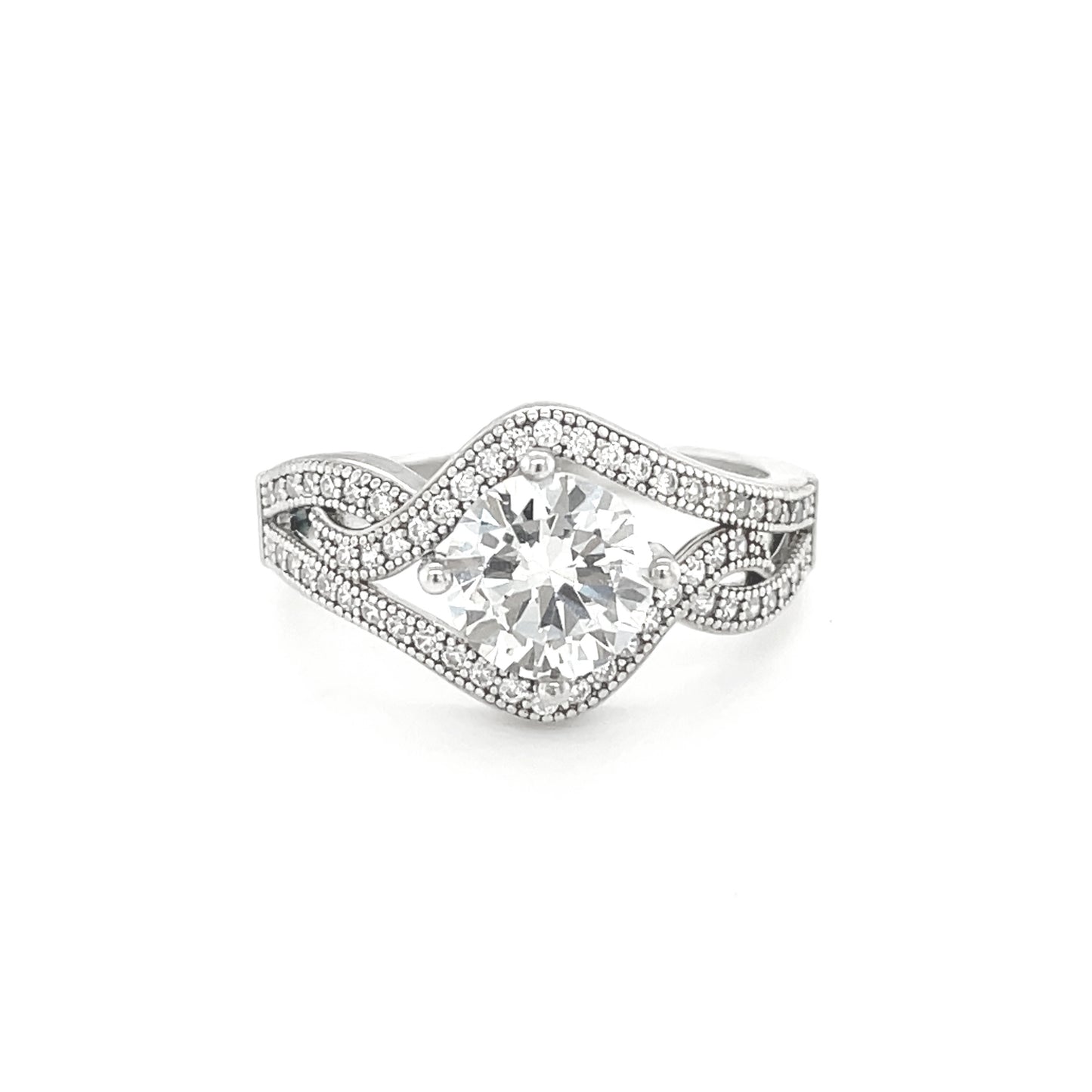 BMR20036WH - Oval Cut Woven Band - Engagemet Ring