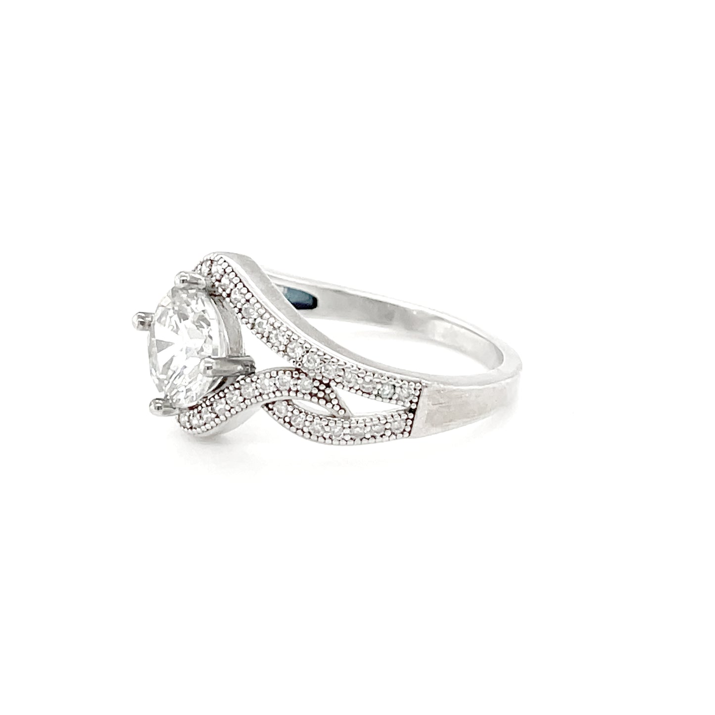 BMR20036WH - Oval Cut Woven Band - Engagemet Ring