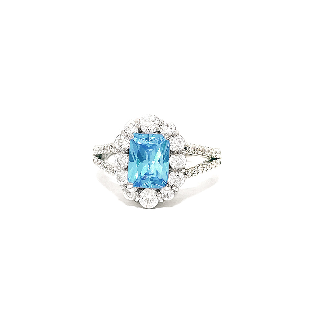 BMR24571 - Radiant Cut Halo Flower - Engagemet Ring