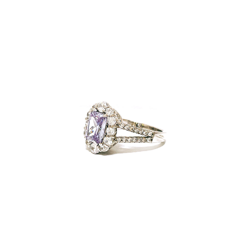 BMR24571 - Radiant Cut Halo Flower - Engagemet Ring