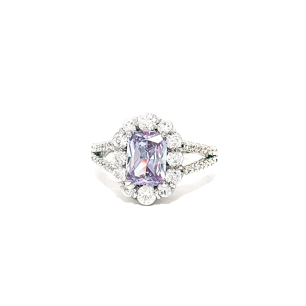 BMR24571 - Radiant Cut Halo Flower - Engagemet Ring