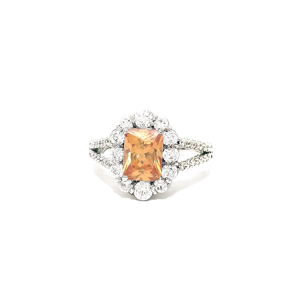 BMR24571 - Radiant Cut Halo Flower - Engagemet Ring