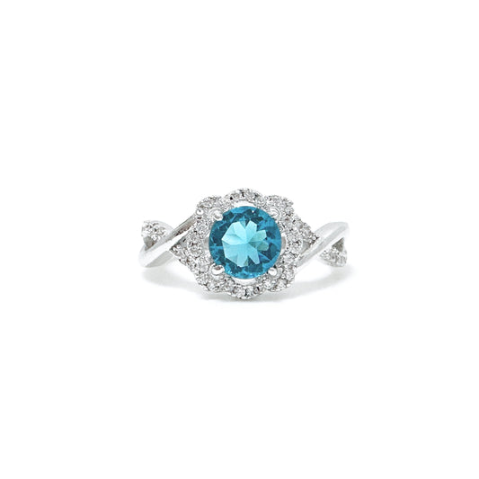 BMR24684AQ - Heart Halo Flower - Engagemet Ring