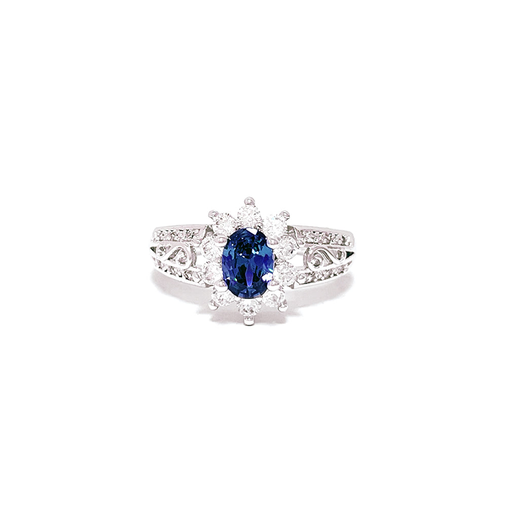 BMR40189PR - Oval Cut Halo Flower - Engagemet Ring