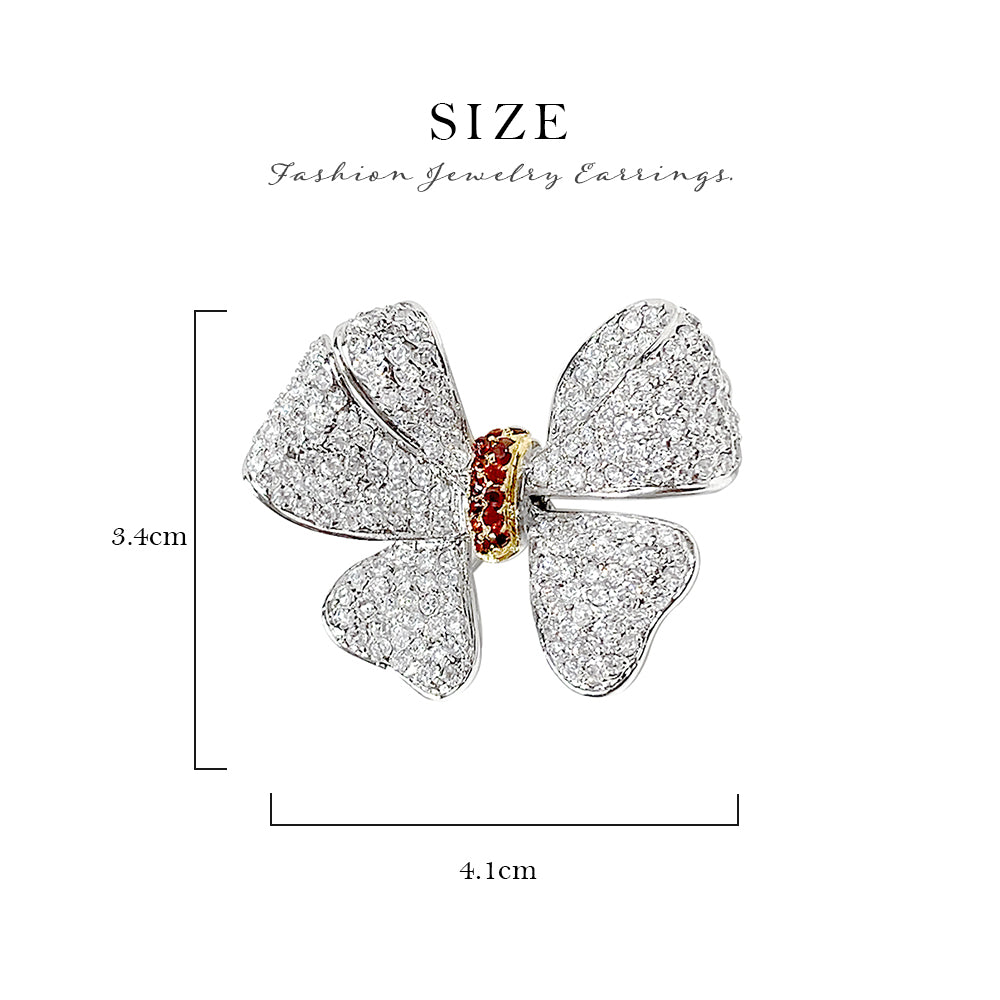 BMC80067 - Vintage Synthetic Ruby Cubic Zirconia Bow - Brooch