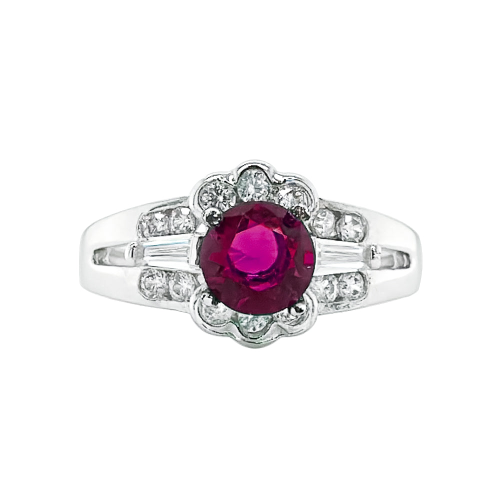 BMR95508 - Round Cut Halo Flower - Engagemet Ring