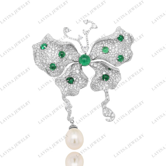 SC28179GR- Luxury Handmade 925 Sterling Silver Fancy butterfly Brooch Cubic Zirconia Jewelry For Wedding and Party , Jewelry for Women and Men