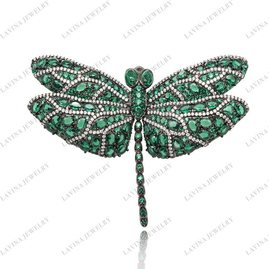 SC28113-Best Selling Jewelry High-end Luxury Accessories Micro Pave S925 Silver CZ Dragonfly Brooch Birthday Gift for Mom , Cubic Zirconia Jewelry For Wedding and Party , Animal Jewelry for Women and Men