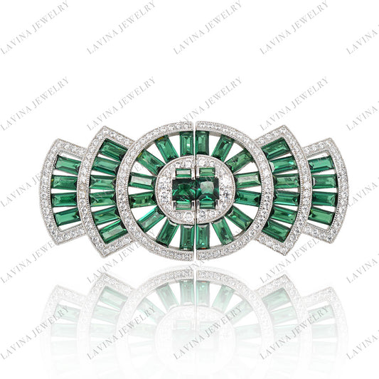 SC28155- Luxury 925 Sterling Silver Vintage geometric brooch Cubic Zirconia Jewelry For Wedding and Party Event , Jewelry for Women and Men