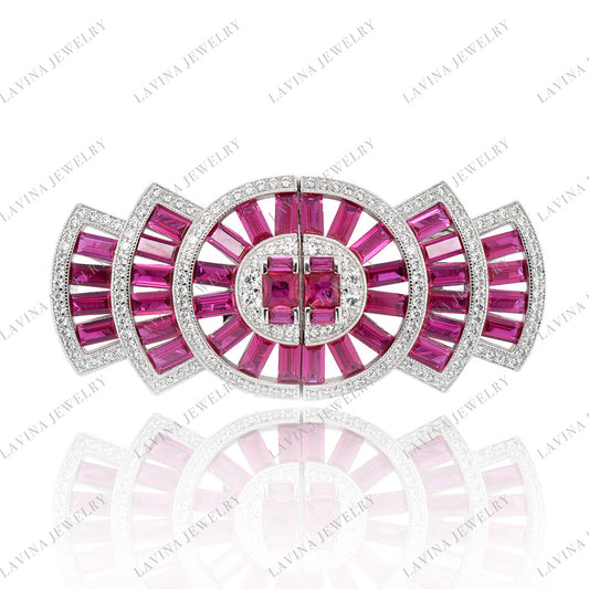 SC28155- Luxury 925 Sterling Silver Vintage geometric brooch Cubic Zirconia Jewelry For Wedding and Party Event , Jewelry for Women and Men