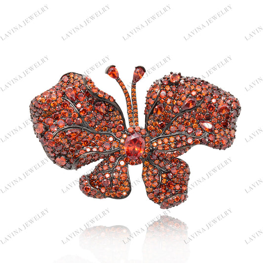 SC28109-Luxury Women Micro Pave 5A CZ 925 Sterling Silver Handmade Butterfly Brooch Cubic Zirconia Jewelry For Wedding and Party Event , Animal Jewelry for Women and Men