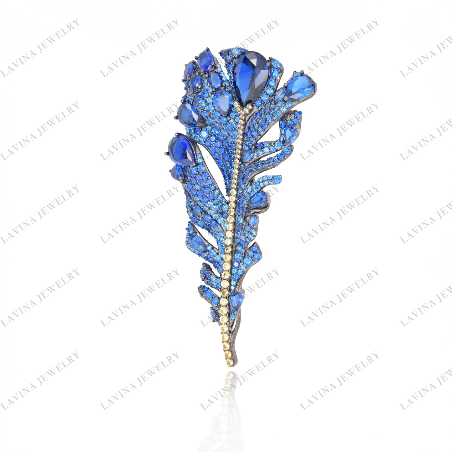 SC28114- Trendy Luxury Micro Pave 925 Sterling Silver feather Brooch Cubic Zirconia Jewelry Sets For WomenEarring For Women