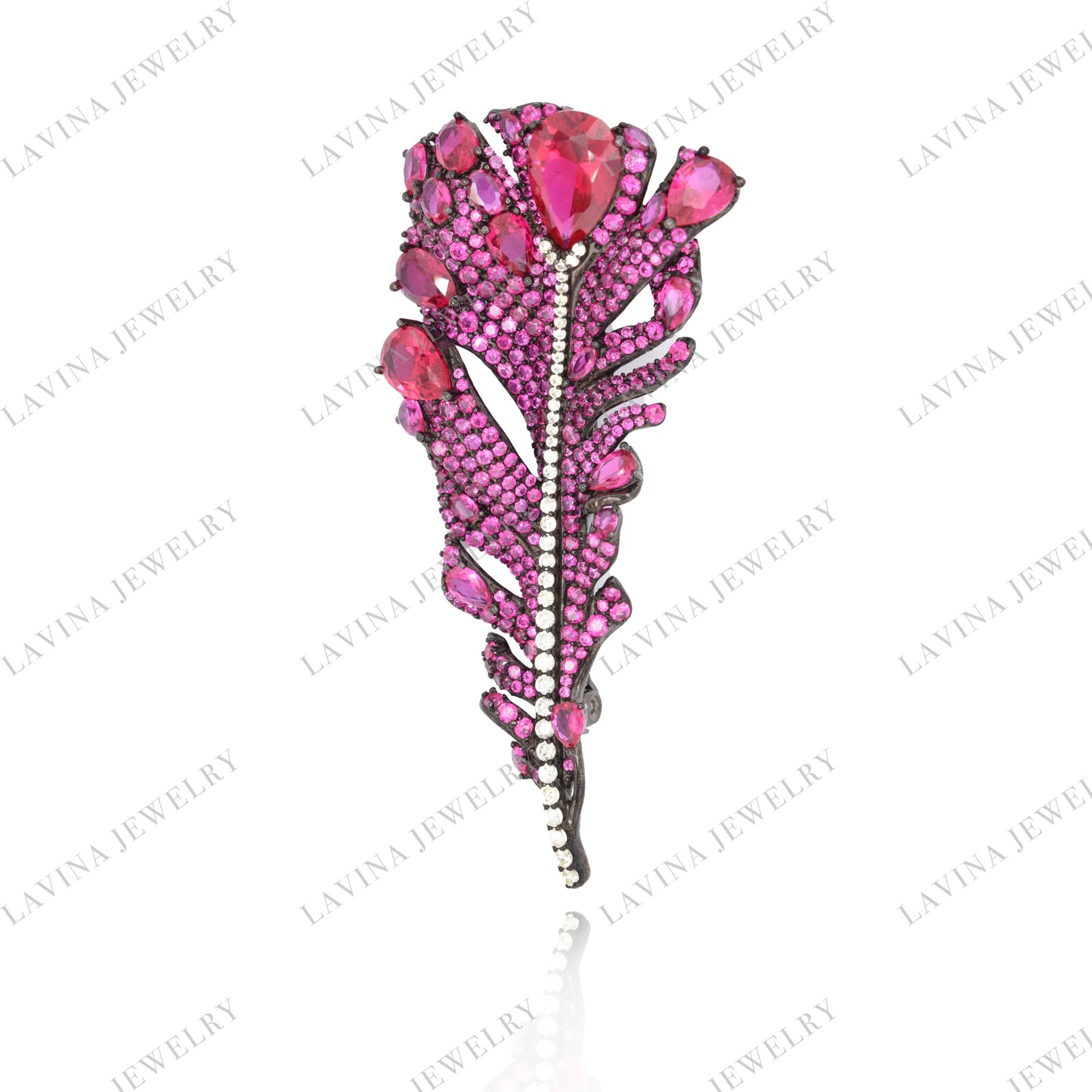 SC28114- Trendy Luxury Micro Pave 925 Sterling Silver feather Brooch Cubic Zirconia Jewelry Sets For WomenEarring For Women