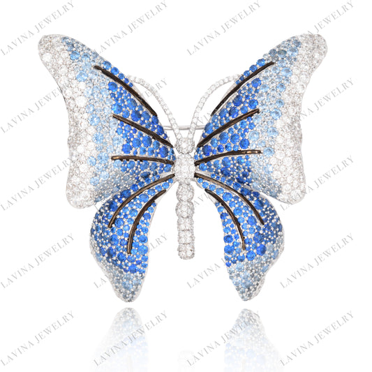 SC28217-Luxury Micro Pave 925 Sterling Silver Butterfly Brooch Cubic Zirconia Jewelry For Wedding and Party , Animal Jewelry for Women and Men