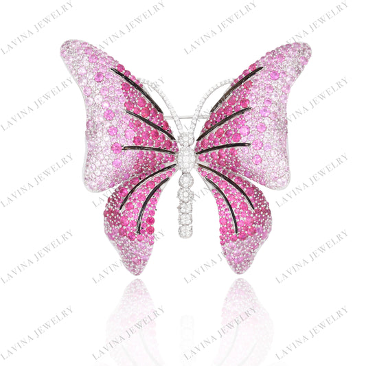 SC28217-Luxury Micro Pave 925 Sterling Silver Butterfly Brooch Cubic Zirconia Jewelry For Wedding and Party , Animal Jewelry for Women and Men