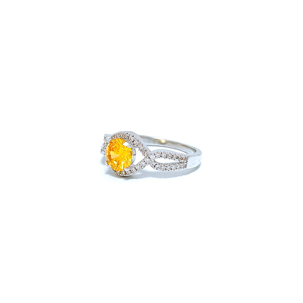 BMR14415YL - Round Cut Woven Band - Engagemet Ring