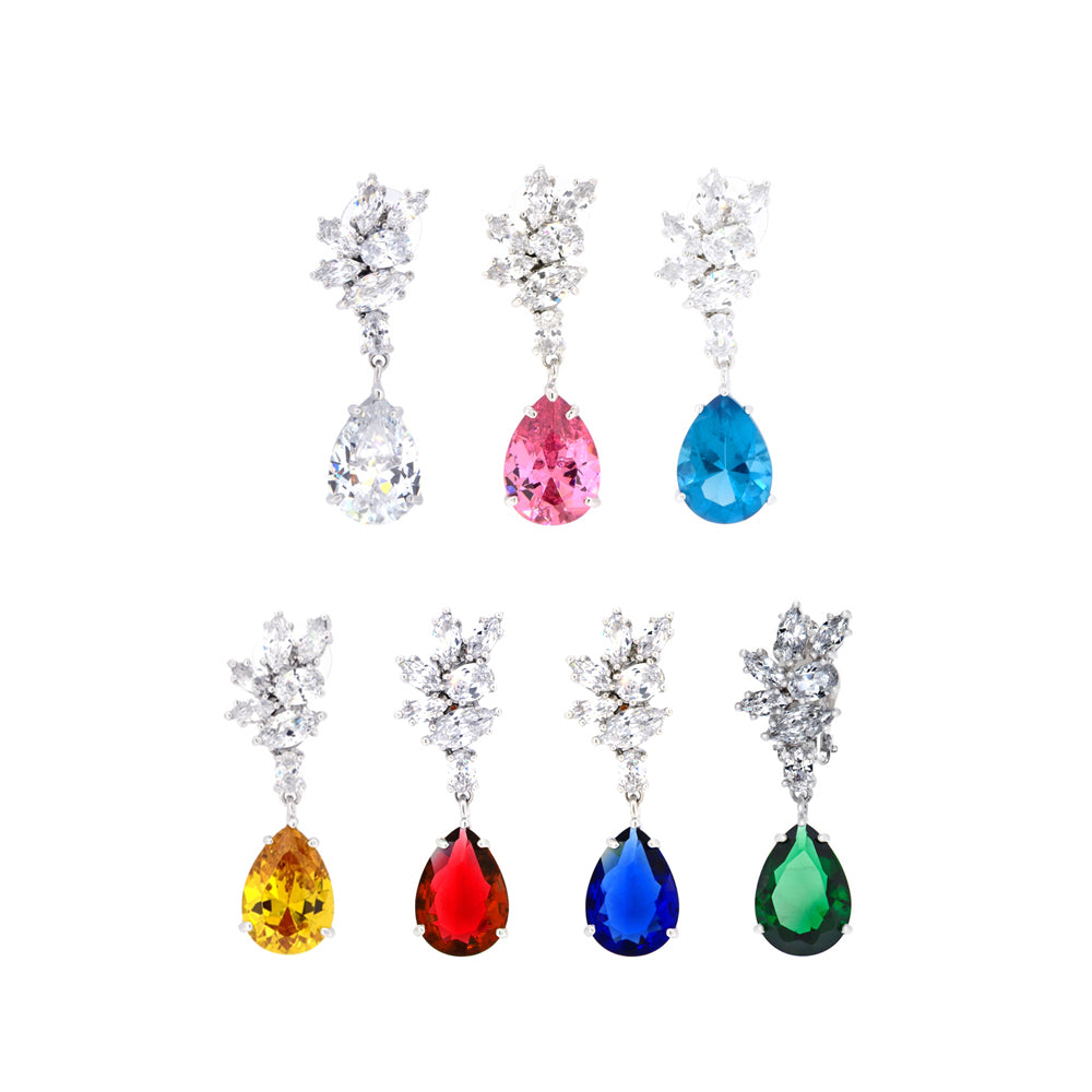 BME200654 - Teardrop Imitation Gemstone Pendant Earrings - Dangle Earrings