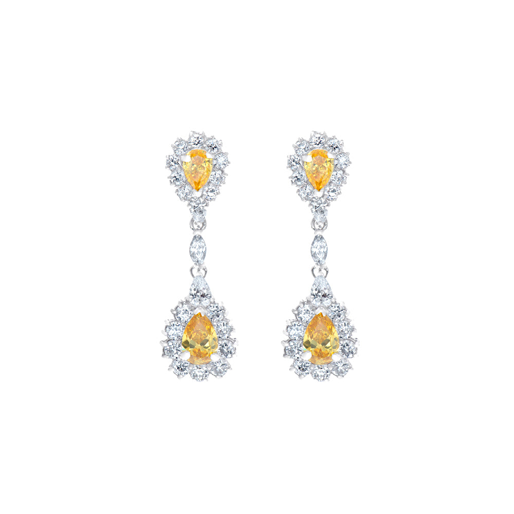 BME200764 - Pear Cut Imitation CZ Earring - Dangle Earrings