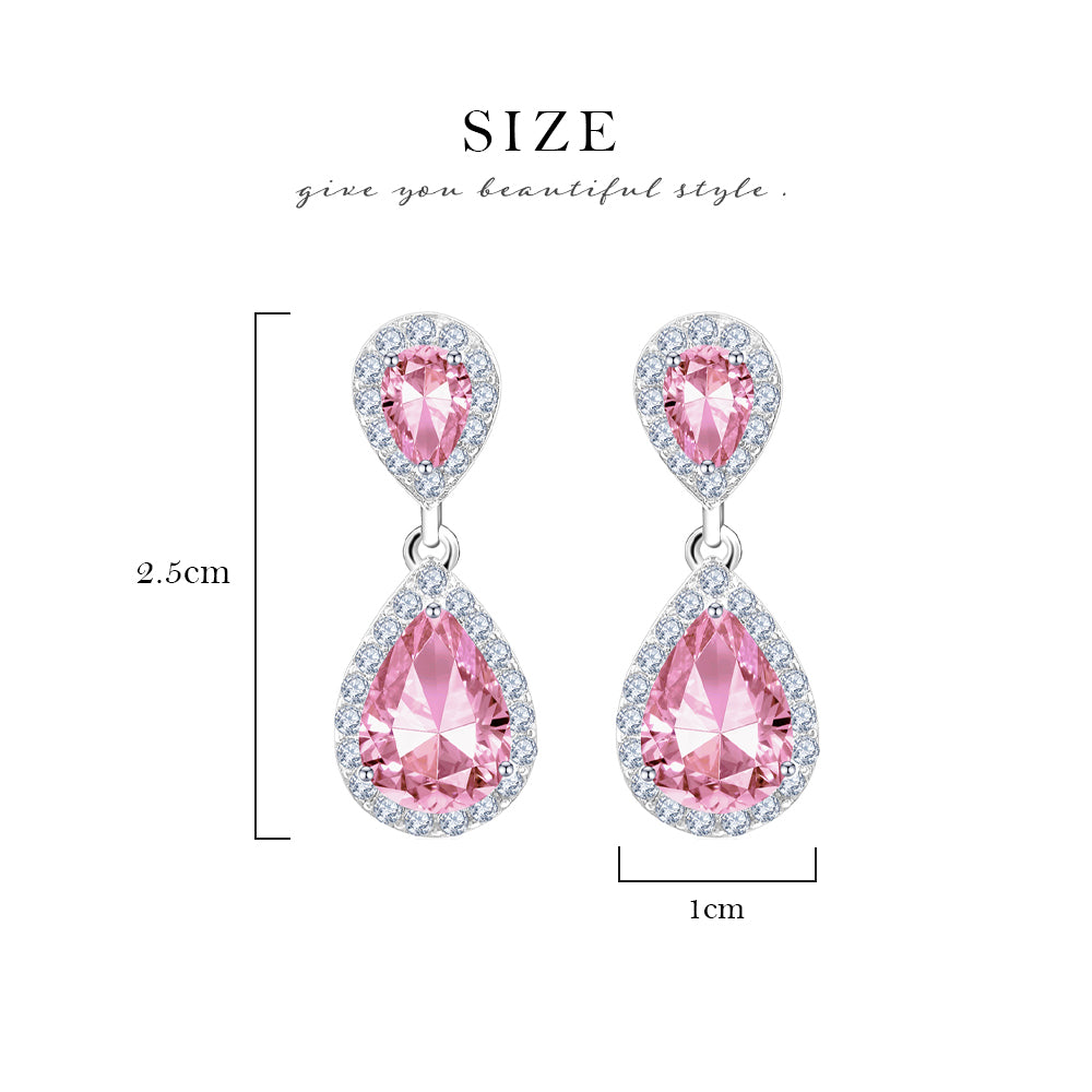 BME200904 - Fancy Teardrop CZ Dangle Earring - Clip On Earrings