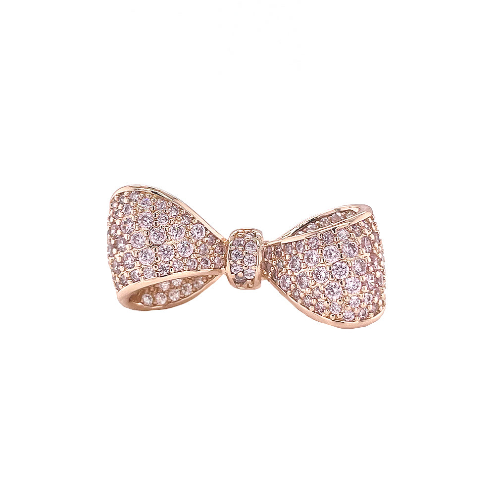 BMR225364 - Pave CZ Statement Ribbon Bow Ring - Cocktail Ring