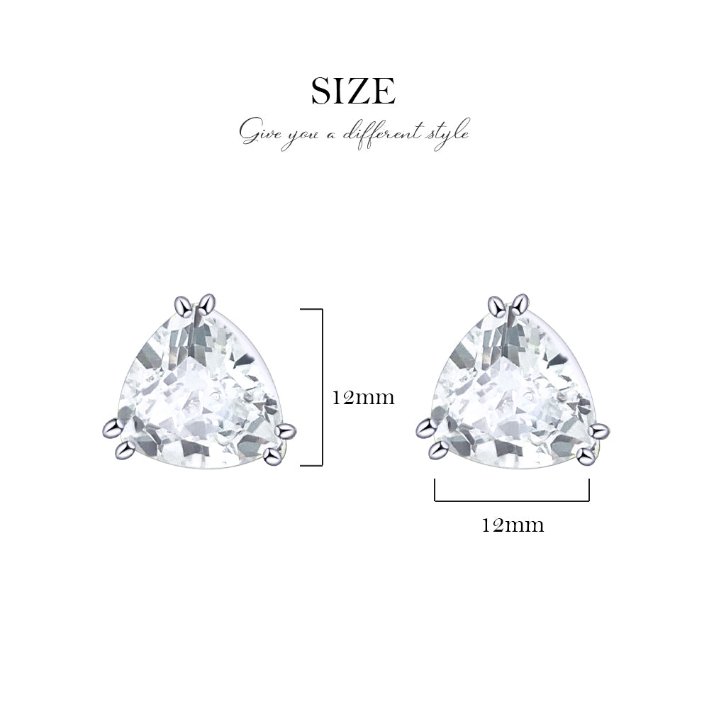 BME221936 - Funky Cubic Zirconia Triangle Trillion Cut Solitaire Earrings - Stud Earrings