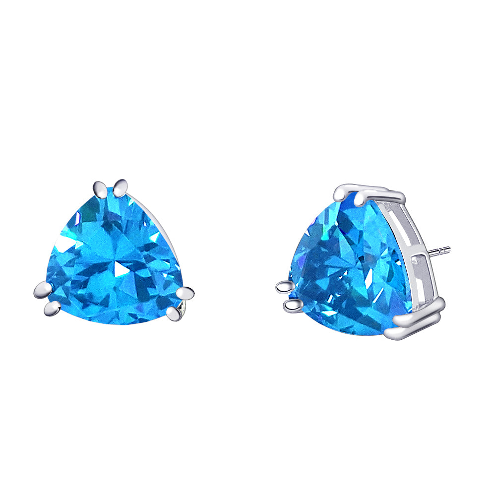 BME221936 - Funky Cubic Zirconia Triangle Trillion Cut Solitaire Earrings - Stud Earrings
