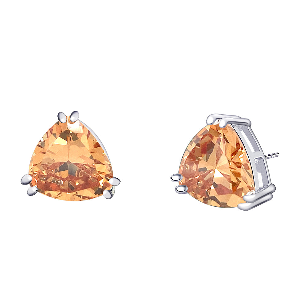 BME221936 - Funky Cubic Zirconia Triangle Trillion Cut Solitaire Earrings - Stud Earrings
