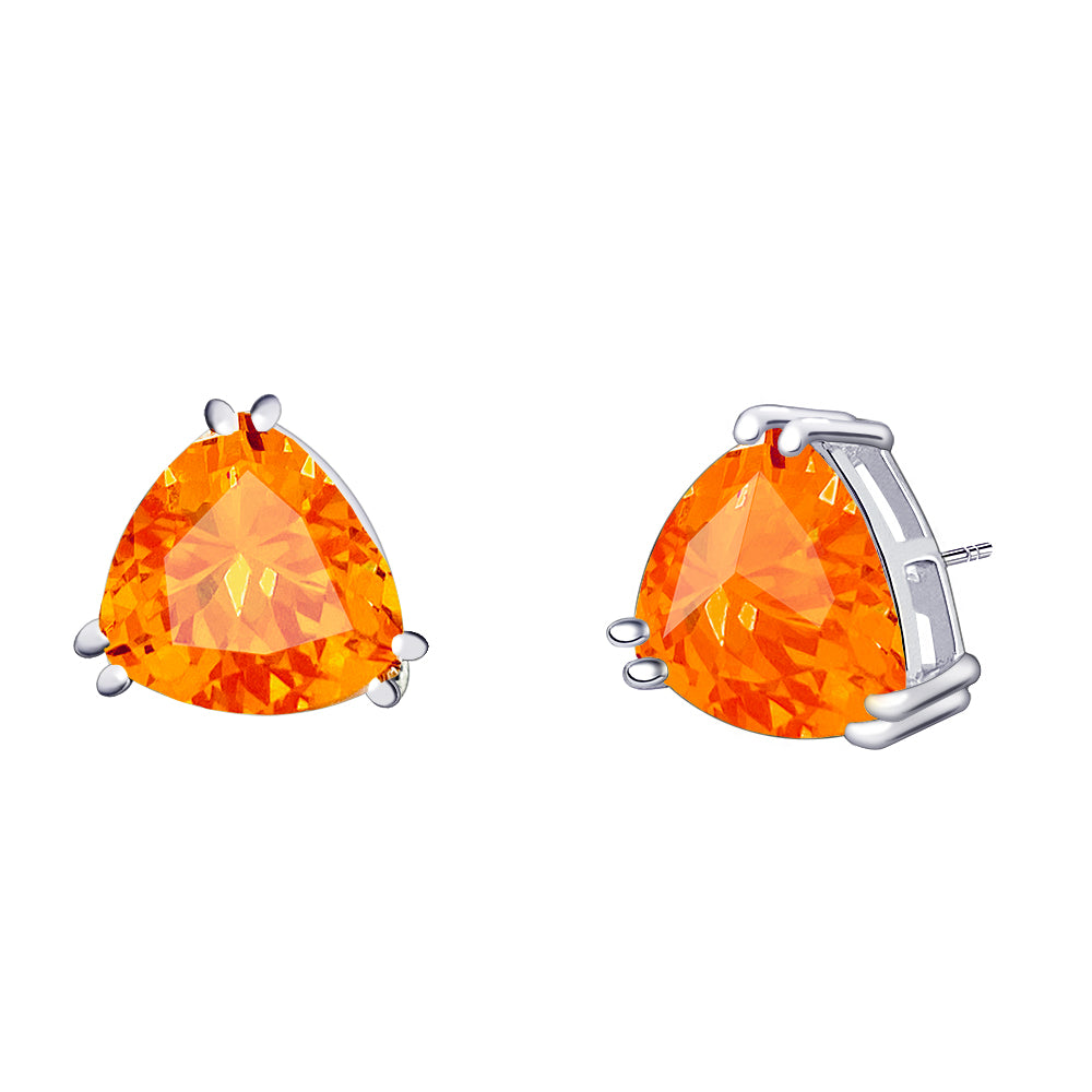 BME221936 - Funky Cubic Zirconia Triangle Trillion Cut Solitaire Earrings - Stud Earrings