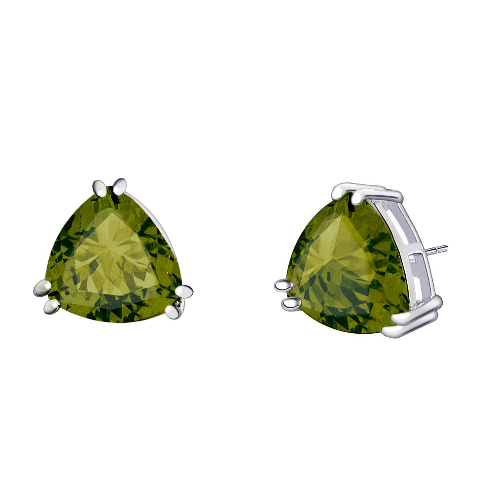 BME221936 - Funky Cubic Zirconia Triangle Trillion Cut Solitaire Earrings - Stud Earrings