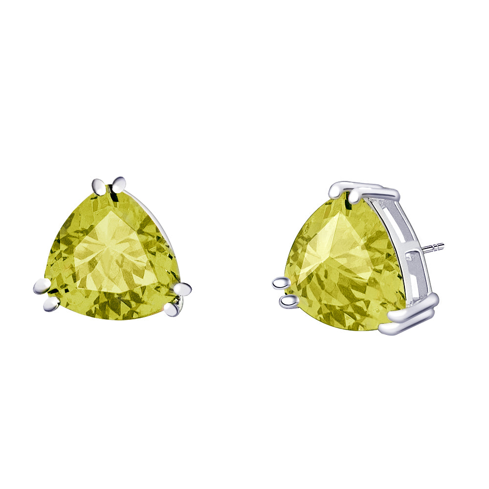 BME221936 - Funky Cubic Zirconia Triangle Trillion Cut Solitaire Earrings - Stud Earrings