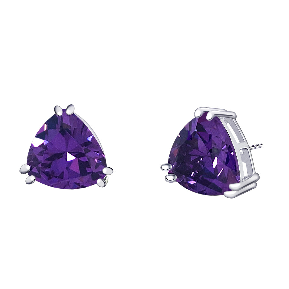 BME221936 - Funky Cubic Zirconia Triangle Trillion Cut Solitaire Earrings - Stud Earrings