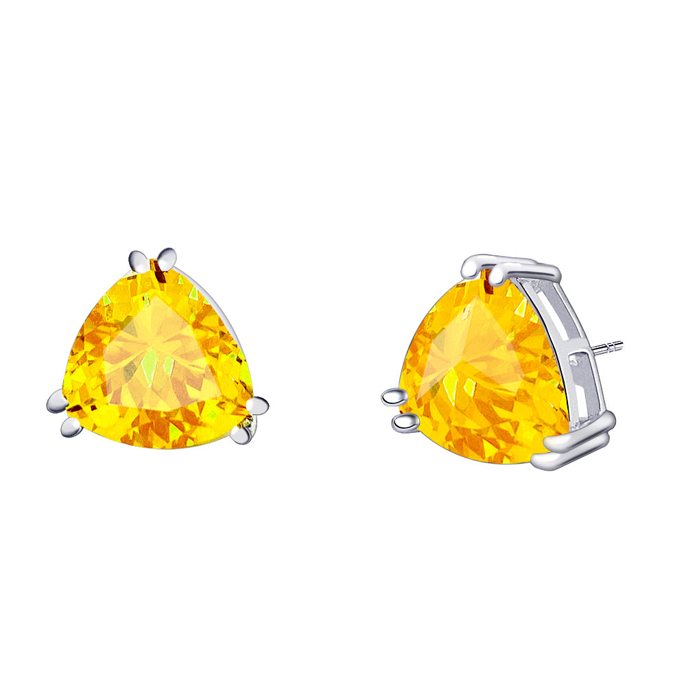 BME221936 - Funky Cubic Zirconia Triangle Trillion Cut Solitaire Earrings - Stud Earrings