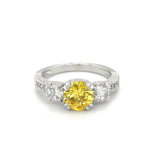 BMR23429YL - Round Cut Triple Contrast - Engagemet Ring