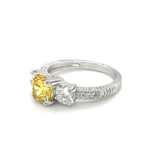 BMR23429YL - Round Cut Triple Contrast - Engagemet Ring