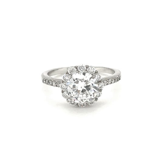 BMR23933WH - 圓形切割光環 - 訂婚戒指