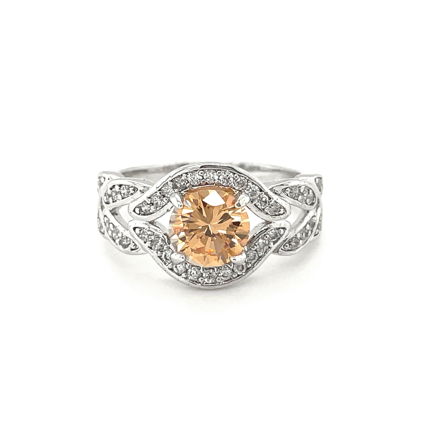 BMR24620CP - Round Cut Halo Flower - Engagemet Ring