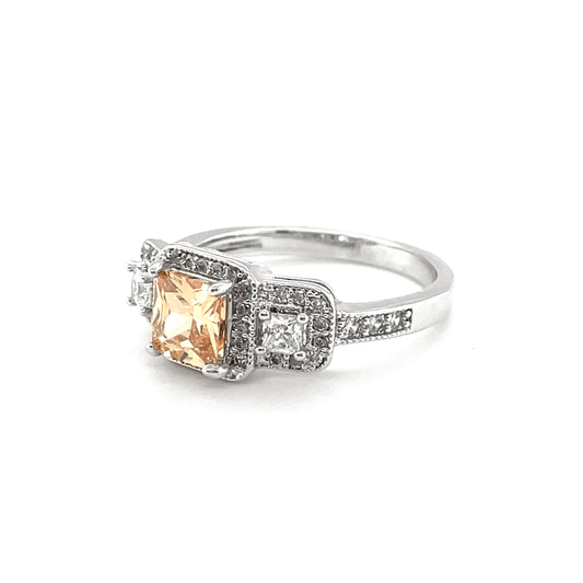 BMR24687CP - 公主方形切割編織戒指 - 訂婚戒指