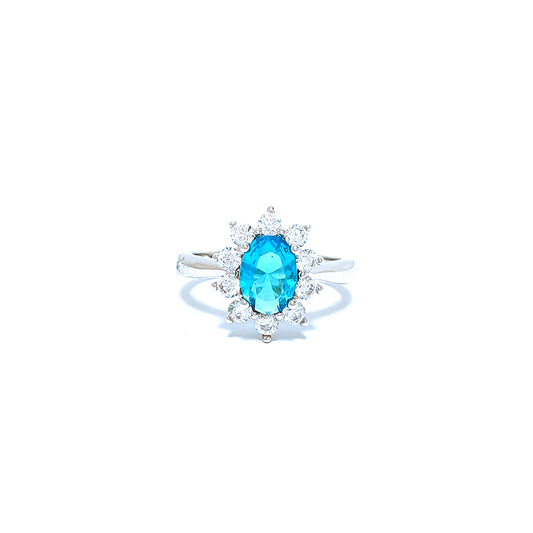 BMR337902AQ - Oval Cut Halo Flower - Engagemet Ring