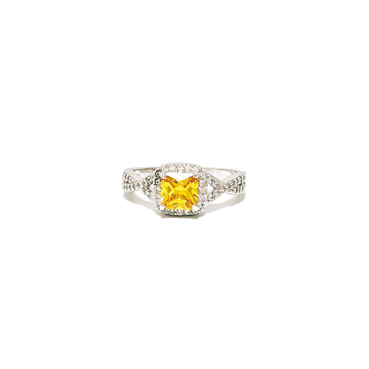 BMR40126YL - Princess Cut Woven Band - Engagemet Ring