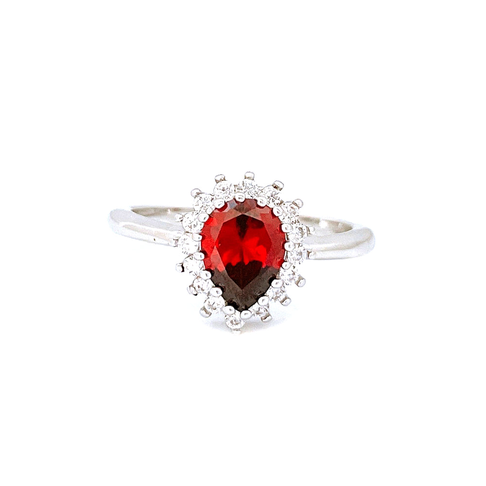 BMR41132GA - Pear Shape Halo Flower - Engagemet Ring