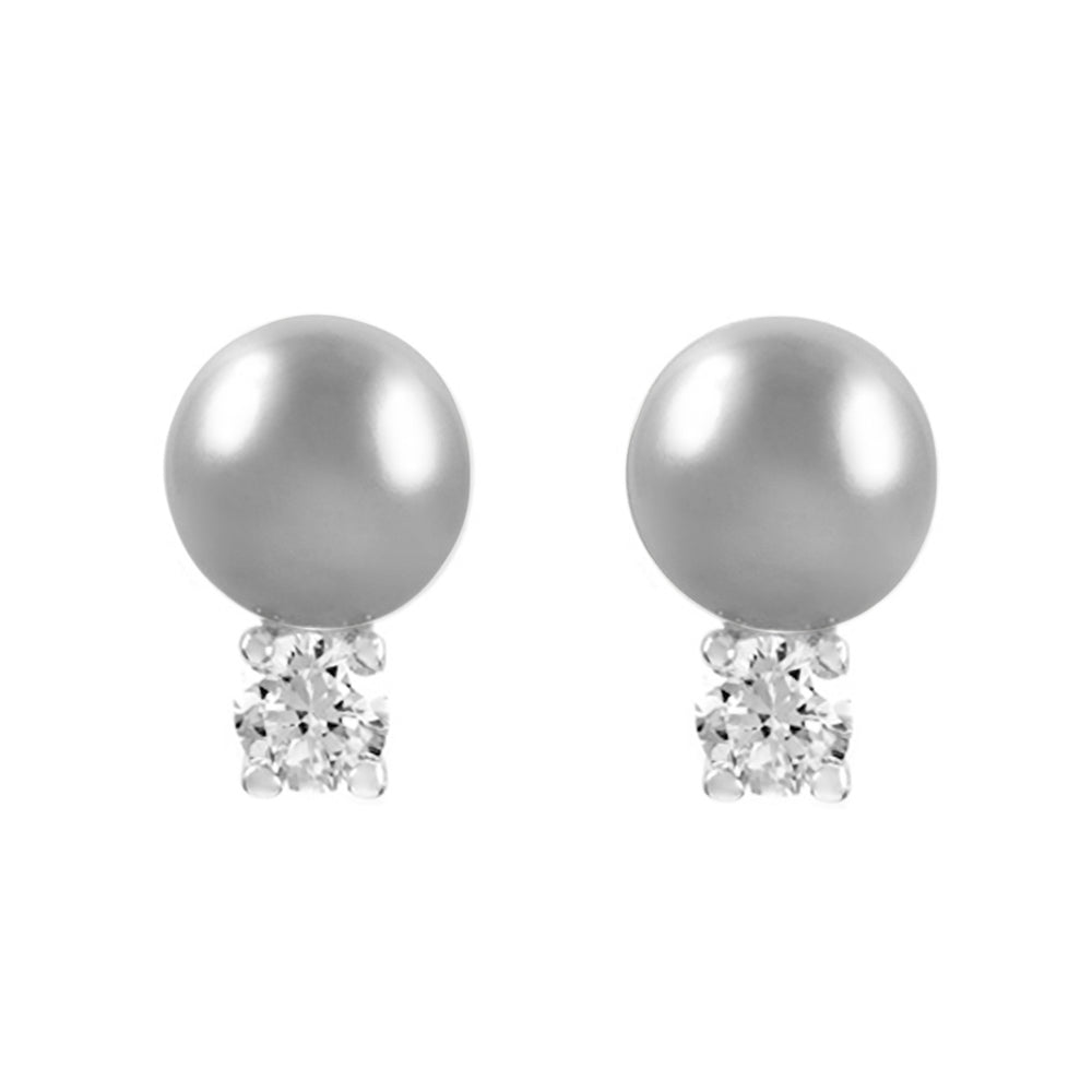 BME5156 - Classic Over Round Cut - Gray Pearl - Stud Earrings