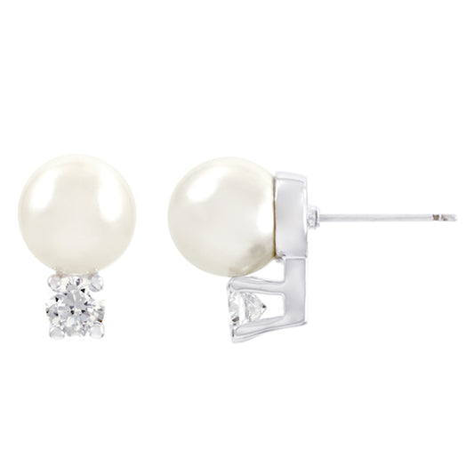 BME5156 - Classic Over Round Cut - Gray Pearl - Stud Earrings