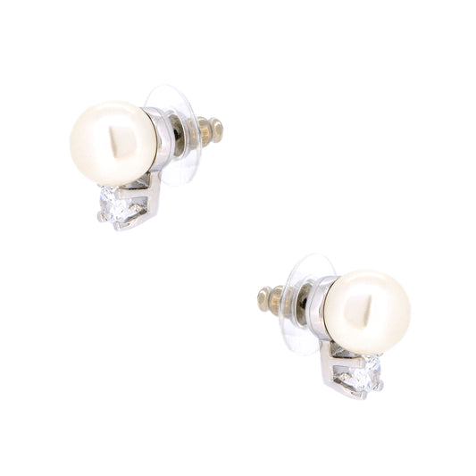 BME5170 - Classic Over Round Cut Stud Earrings - Gray Pearl - Stud Earrings