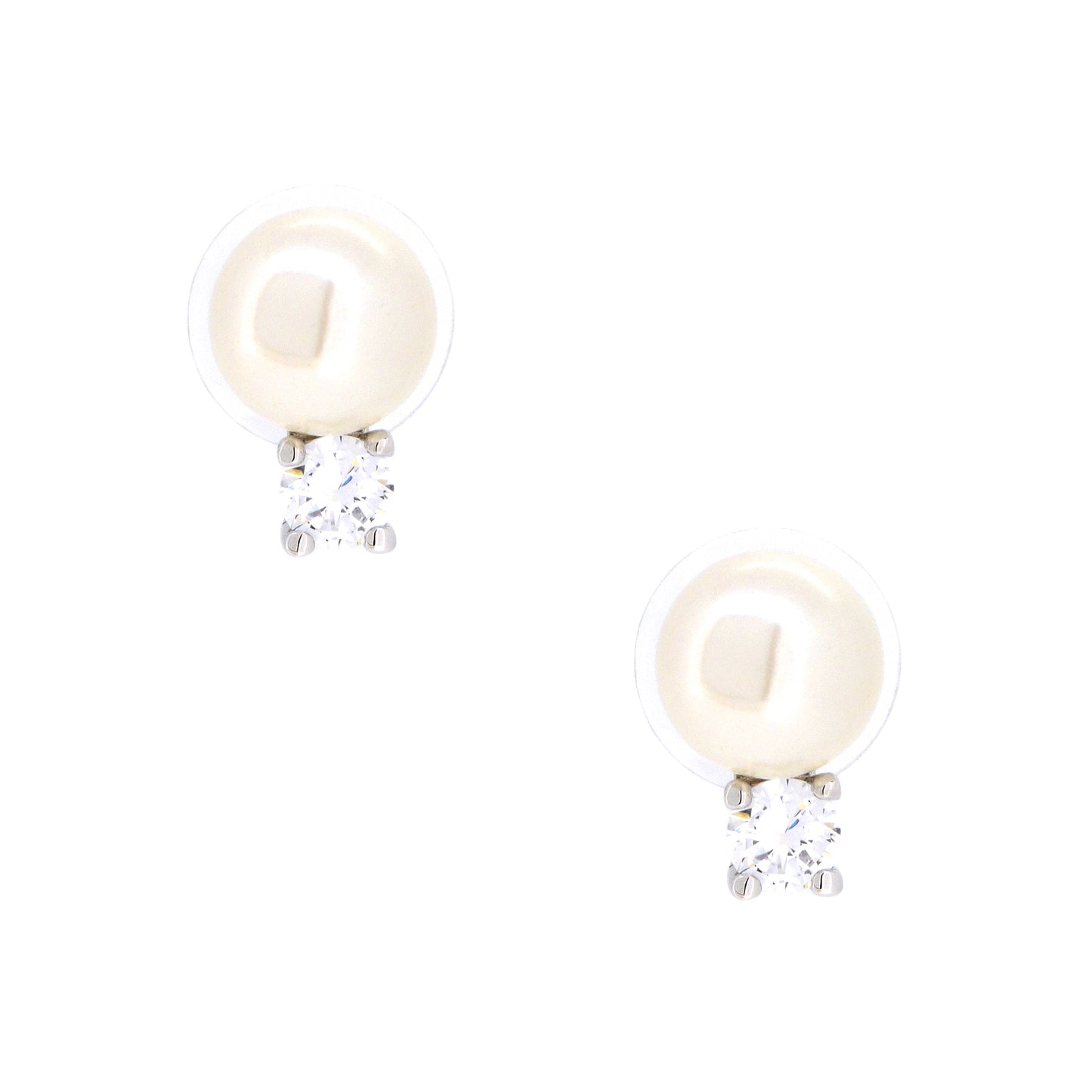 BME5170 - Classic Over Round Cut Stud Earrings - Gray Pearl - Stud Earrings