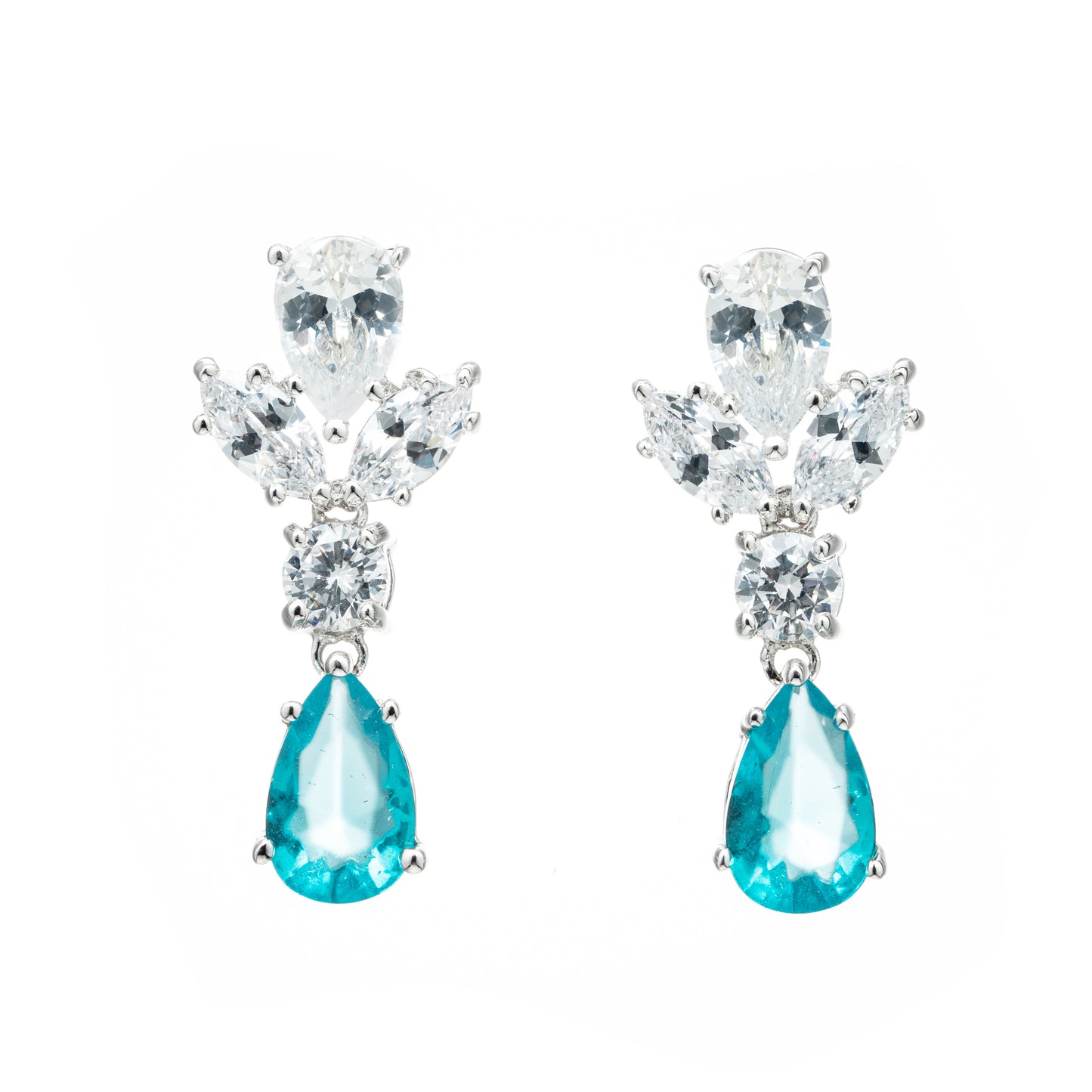 BME5774 -Bridal Leaf Teardrop Screwback Available CZ Dangle Earring - Pendant Earrings
