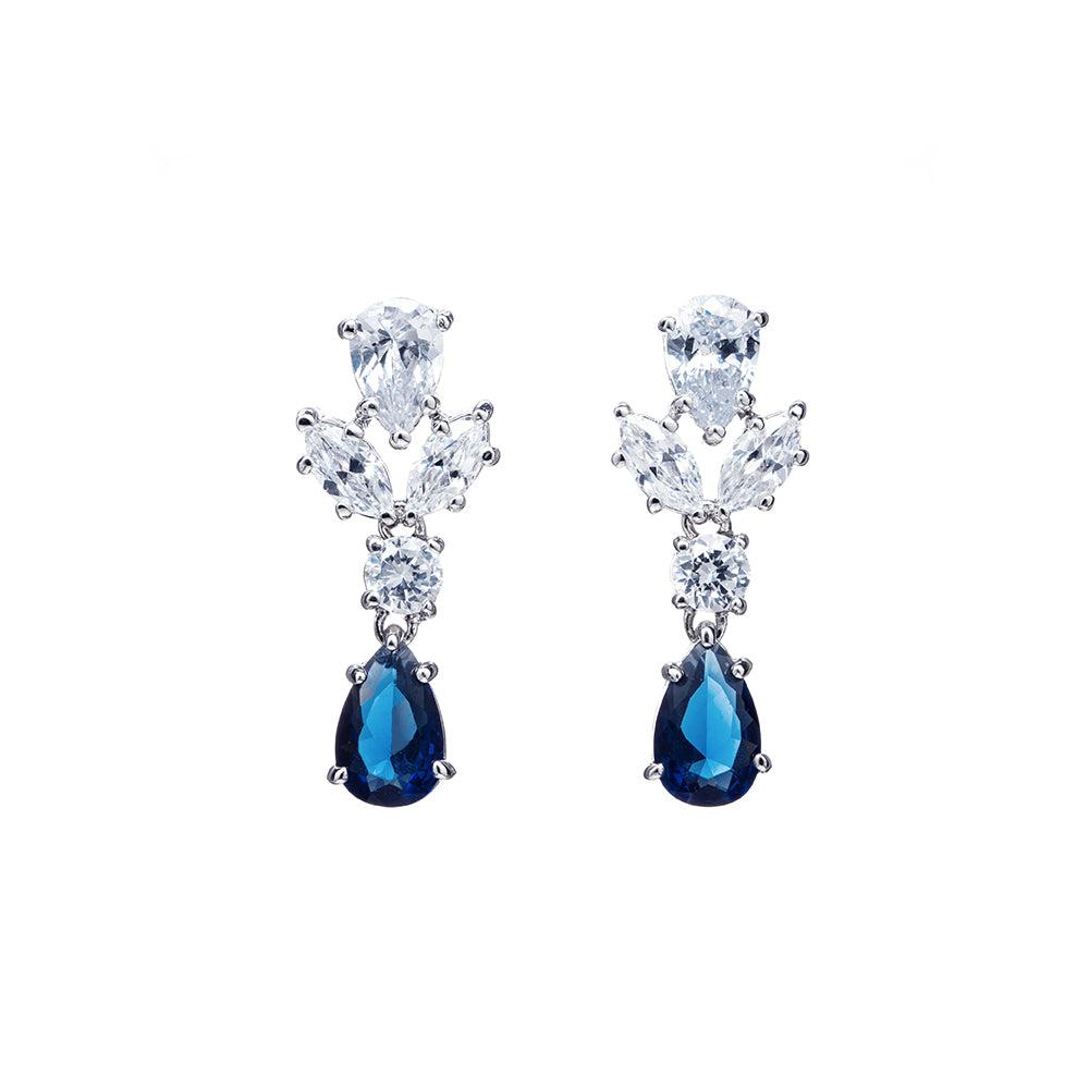 BME5774 -Bridal Leaf Teardrop Screwback Available CZ Dangle Earring - Pendant Earrings