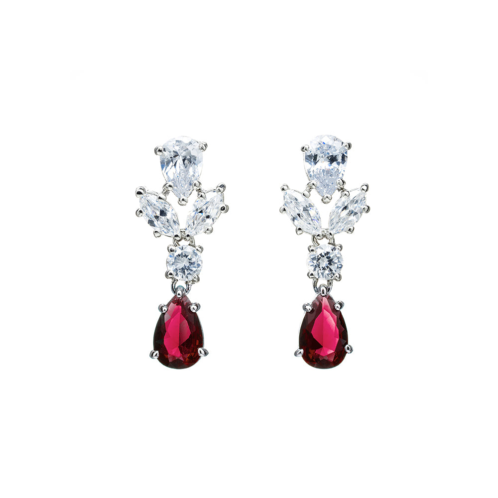 BME5774 -Bridal Leaf Teardrop Screwback Available CZ Dangle Earring - Pendant Earrings