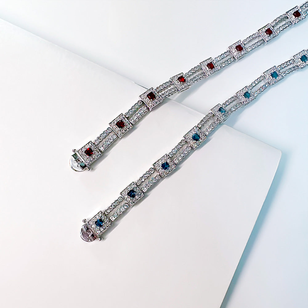 BMB60032 - 10 Large Cube Clear CZ Bracelet - Bracelet