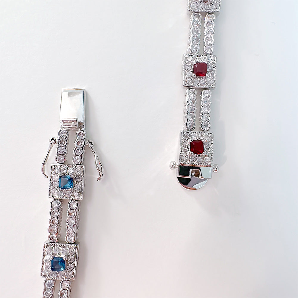 BMB60032 - 10 Large Cube Clear CZ Bracelet - Bracelet